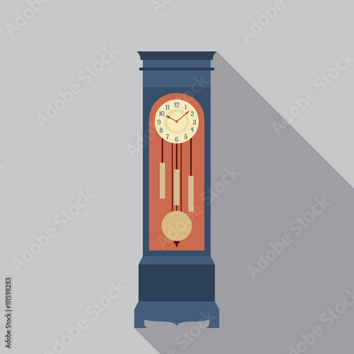 Grandfather Pendulum Clock Vector Illustration.