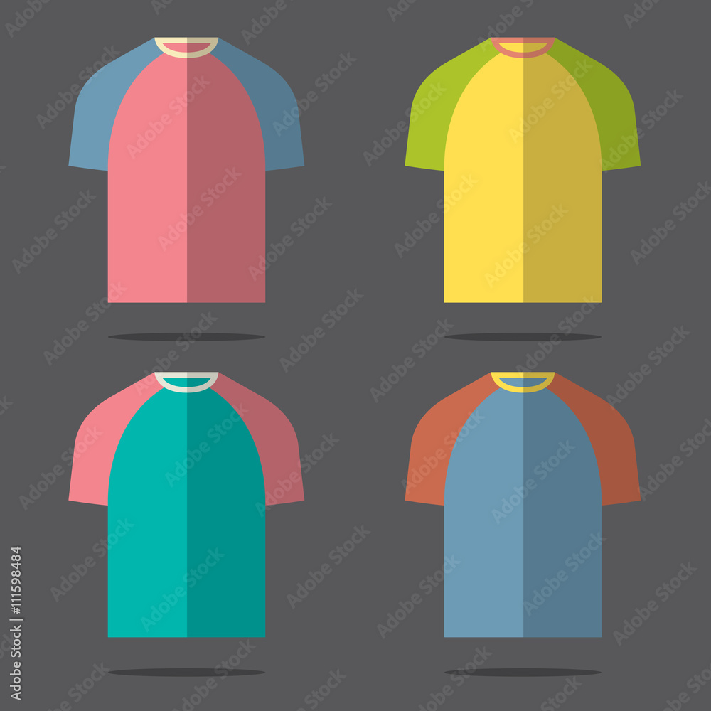 Flat Design T-Shirt Set Vector Illustration. Flat Design T-Shirt Set Vector Illustration.