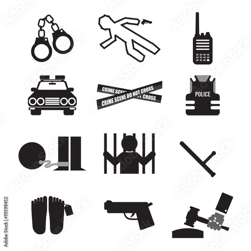 Police And Law Icon Set Vector Illustration.