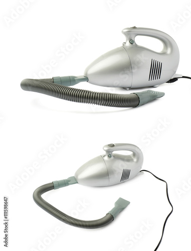 Set of Hand held small vacuum cleaner isolated over the white background