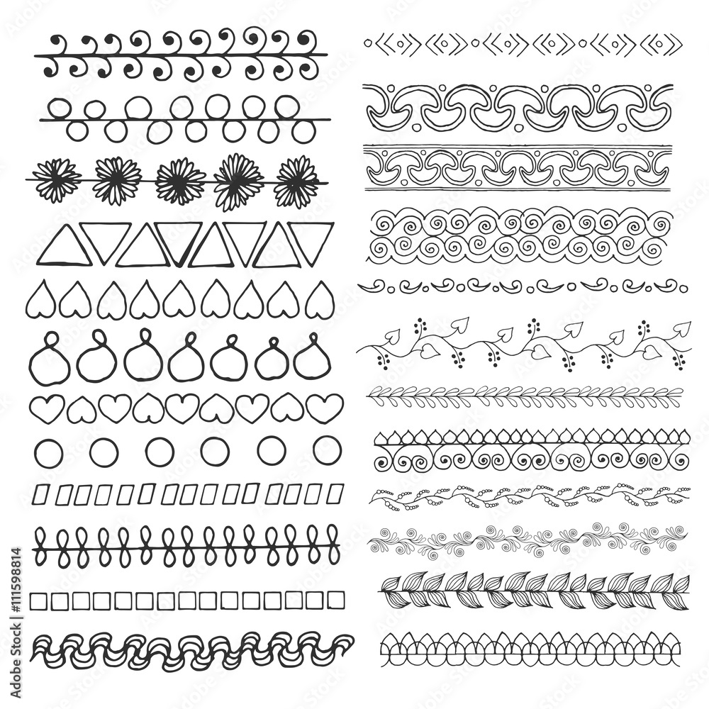 Set of hand drawn line borders. Set of hand drawn line borders.