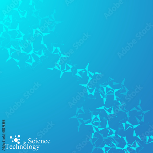 Molecule DNA and communication background. Connected lines with dots. Geometric abstract composition neuron. Concept science, connection, chemistry, biology, medicine, technology. Vector illustration
