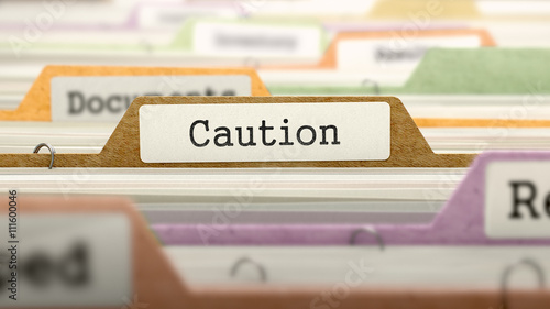Quadro su tela File Folder Labeled as Caution in Multicolor Archive