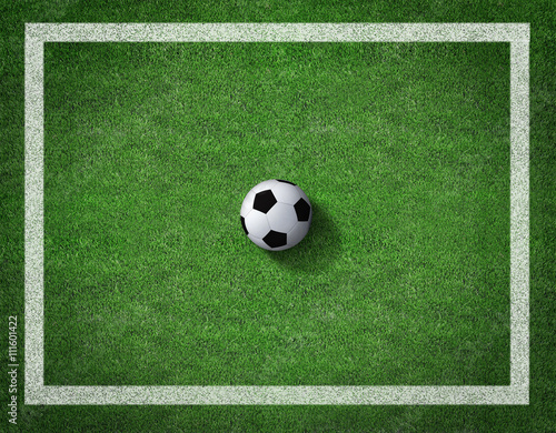 Soccer field with soccer ball and line