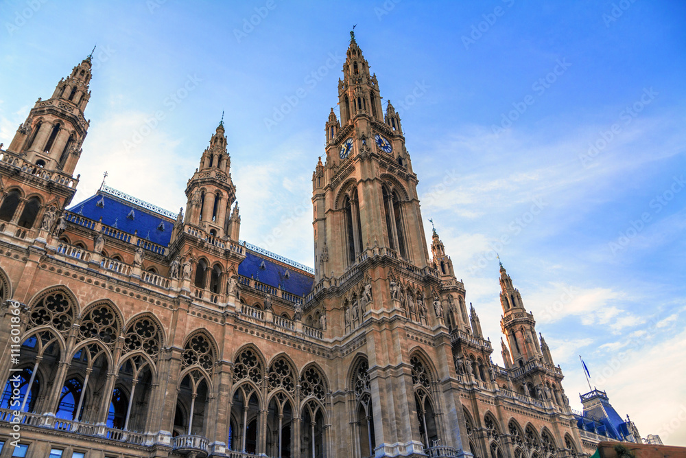 Vienna, Austria - April 23, 2015: the city hall of Vienna (Wiener Rathaus)