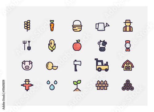 farm icon set vector.line icons