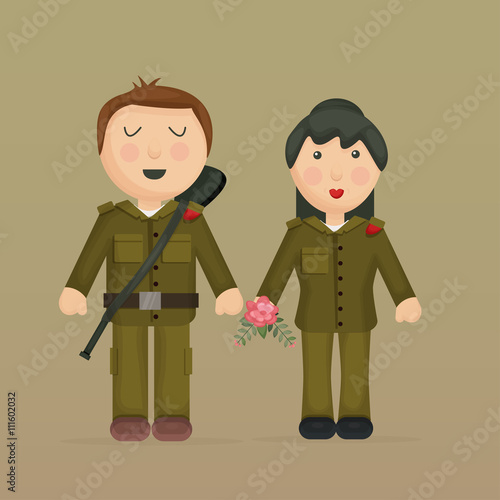 Cartoon illustration of soldiers.