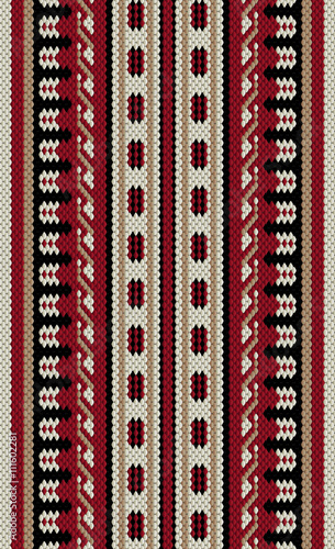 Crimson Red And Beige Arabian Sadu Rug Pattern