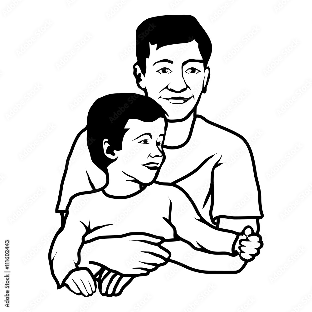Fathers day.Silhouette of a father and his son Fathers day.Silhouette of a father and his son