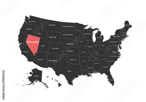 Map of the USA. Image with clipping path and name of states. State mark. Vector illustration.