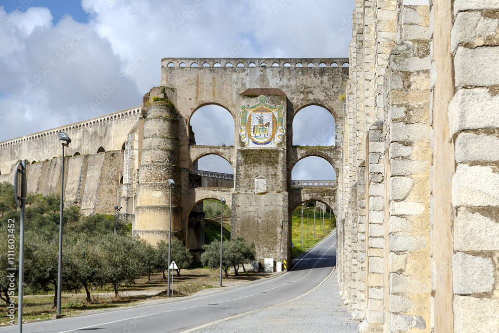 Roman Aqueduct da Amoreira in Elvas in Portugal
