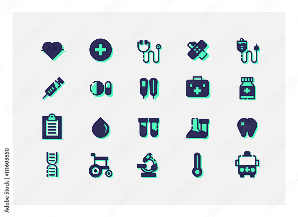 Medical icon set vector.line icons. Medical icon set vector.line icons.