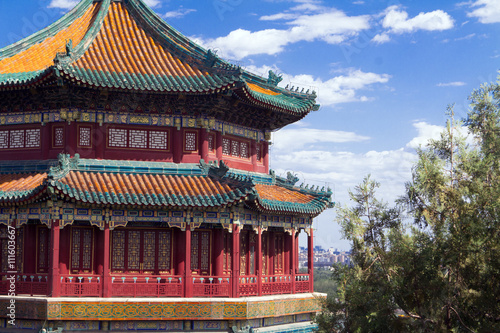 Beijing, China - June 17. 2015: The Summer Palace, Tower of Buddhist Incense (northern side)