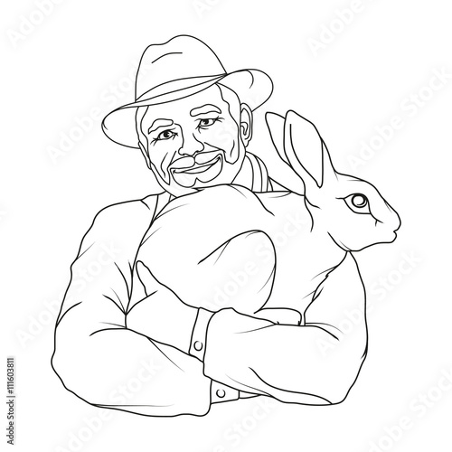 farmer's illustration with a rabbit in her arms