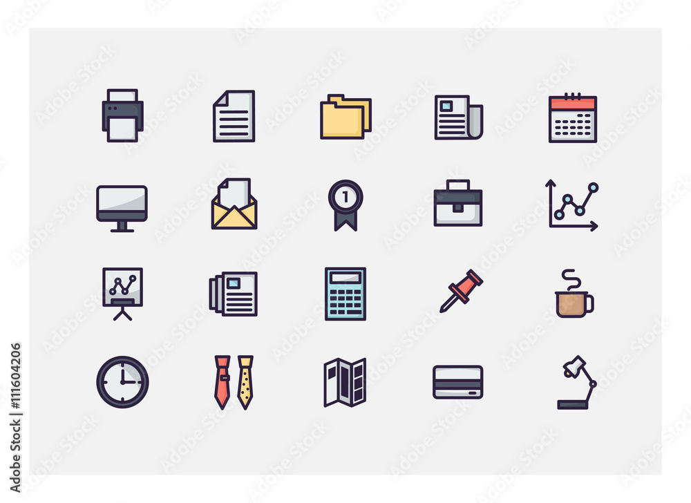 office icon set vector.line icons. office icon set vector.line icons.