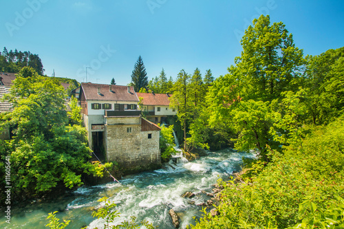     Korana river canyon and beautiful village of Rastoke near Slunj in Croatia, old water mills on waterfalls  © ilijaa