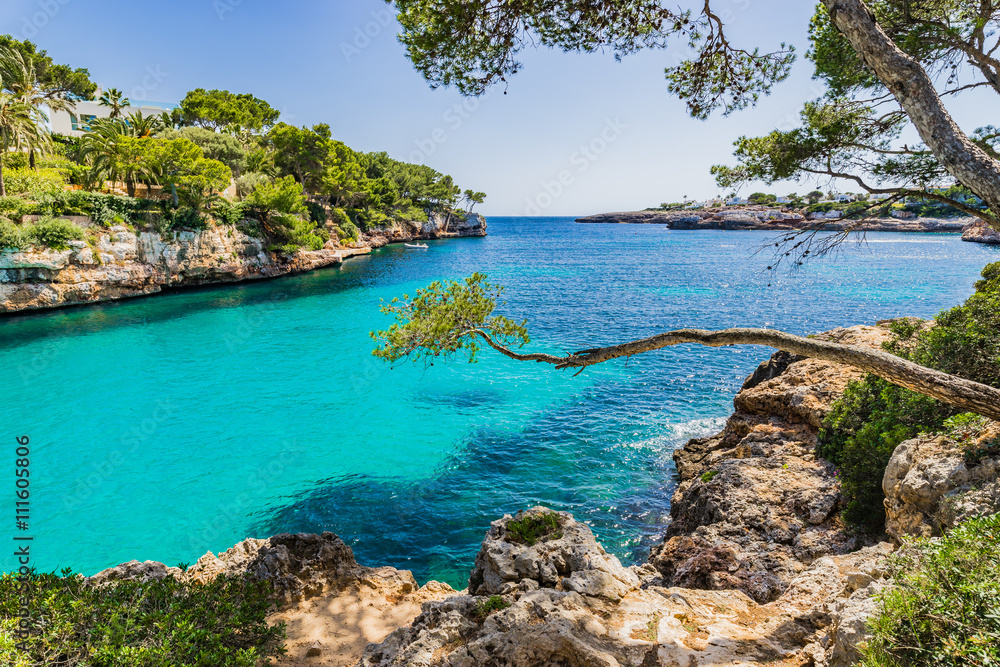 Idyllic view Mediterranean Sea Majorca Bay Cove
