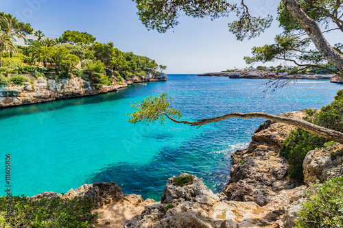 Canvas Idyllic view Mediterranean Sea Majorca Bay Cove