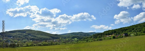 Beautiful landscape in the mountains in summer. Czech Republic - the White Carpathians - Europe. Panorama photo.