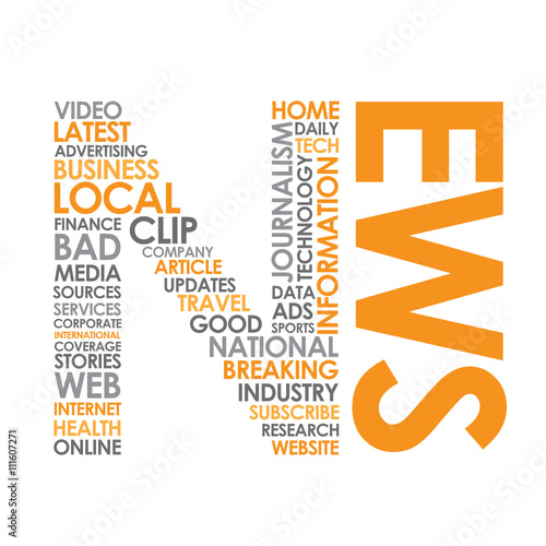 NEWS Letter "N" Vector Word Cloud