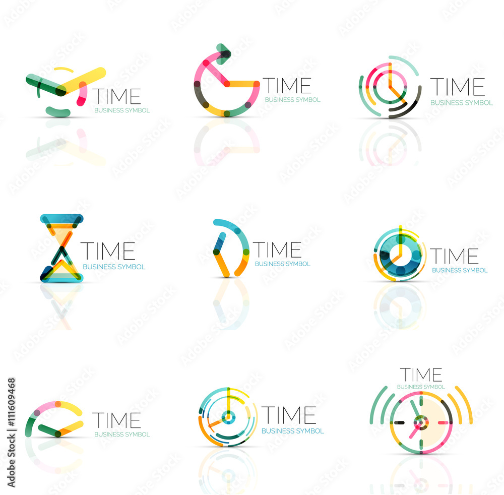 Geometric clock and time icon set Geometric clock and time icon set