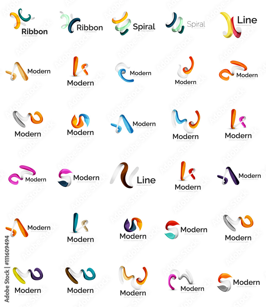 Set of abstract ribbon logo icons Set of abstract ribbon logo icons