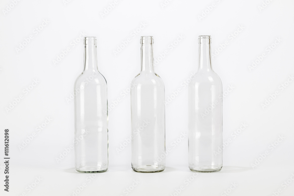 Three empty glass bottle Three empty glass bottle
