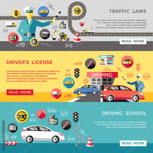 Driving Horizontal Banners Set