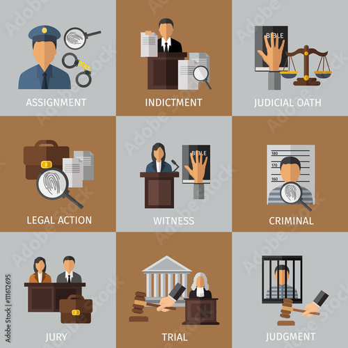 Judicial System Colored Icon Set 