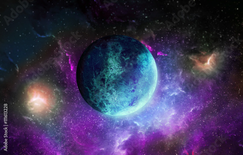 Fototapeta Naklejka Na Ścianę i Meble -  Blue planet on space background