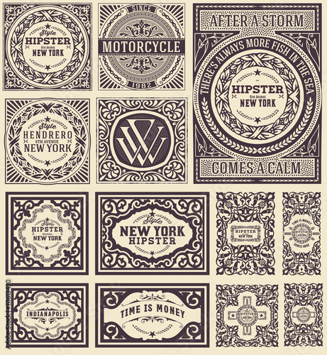 Retro cards set. Elements organized by layers.