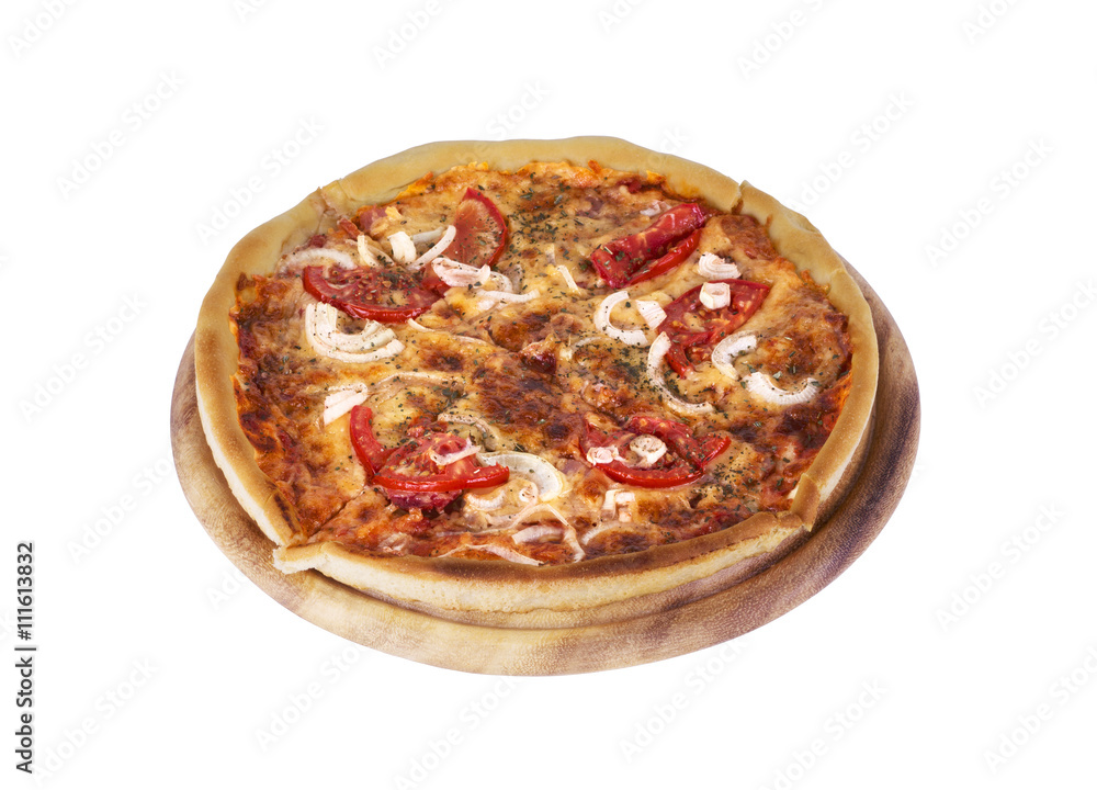 Tasty Italian pizza over white Tasty Italian pizza over white