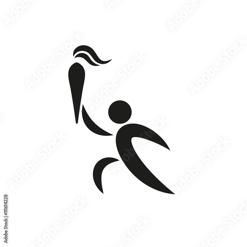 a man with a torch icon monochrome on white background