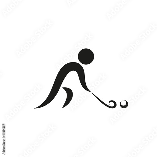 Winter sport. Hockey icon monochrome on white background