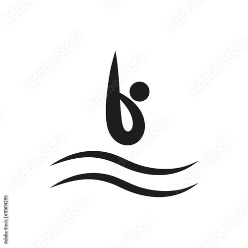A man diving into water. Boy diving in swimming pool. Diving boy flat design.