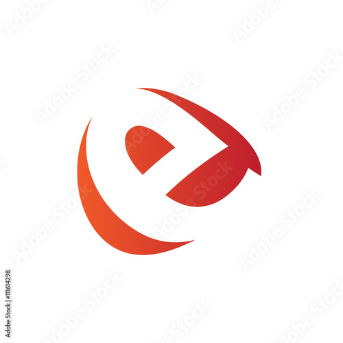 E Logo.. Vector Graphic Business Branding Letter Element Illustration. Orange Negative Space Design. White Background