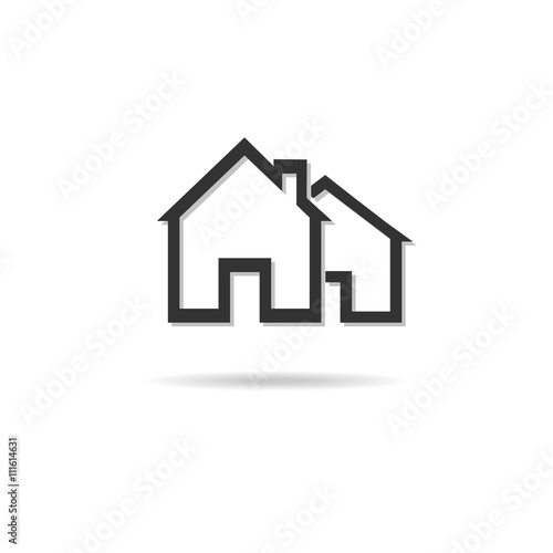 House Real Estate icon logo design long shadow Vector illustrati © ronnarid
