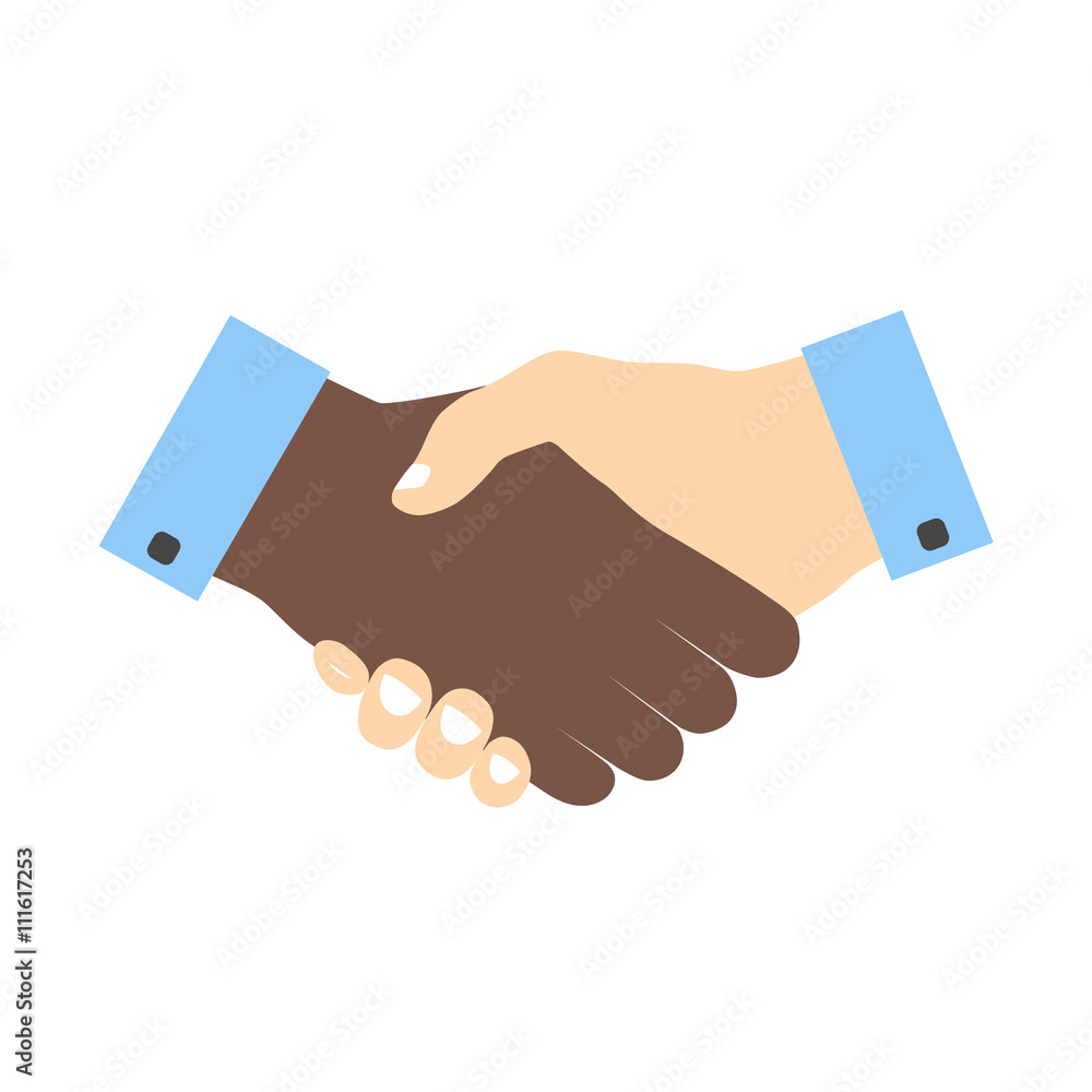 Handshake icon colored without strokes. Hand gesture used as a greeting ...