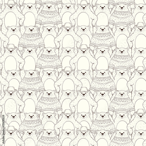 Vector seamless pattern with bears