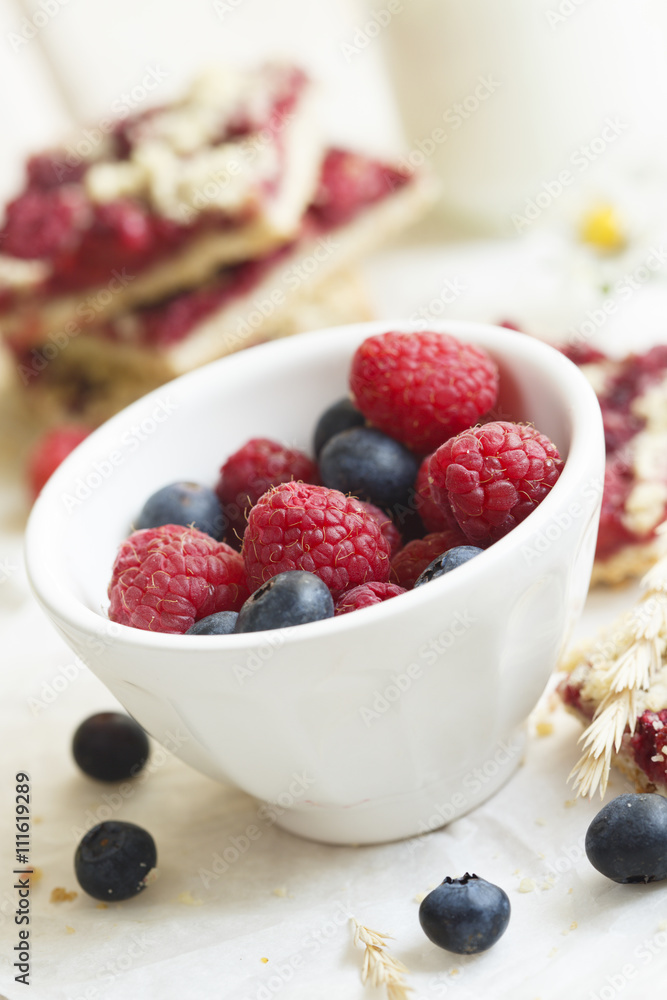 Summer berries in white bowl Summer berries in white bowl
