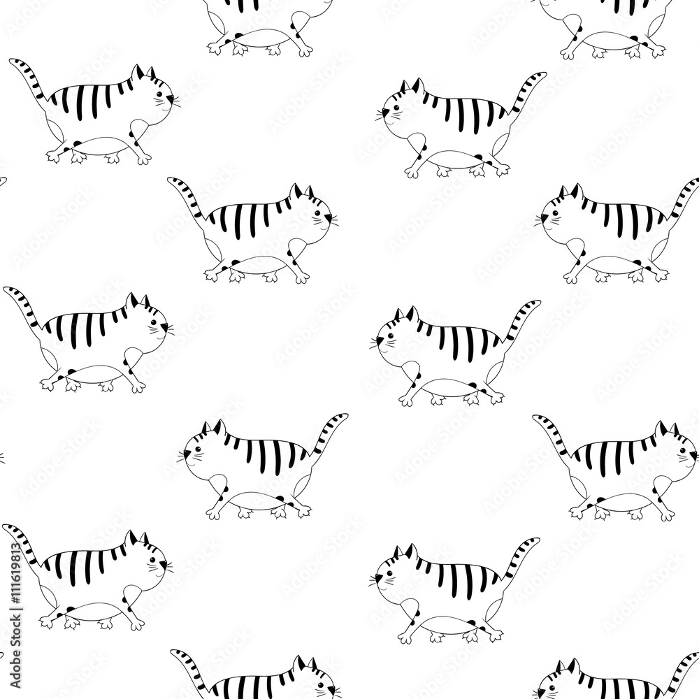Obraz premium Cats seamless vector pattern.