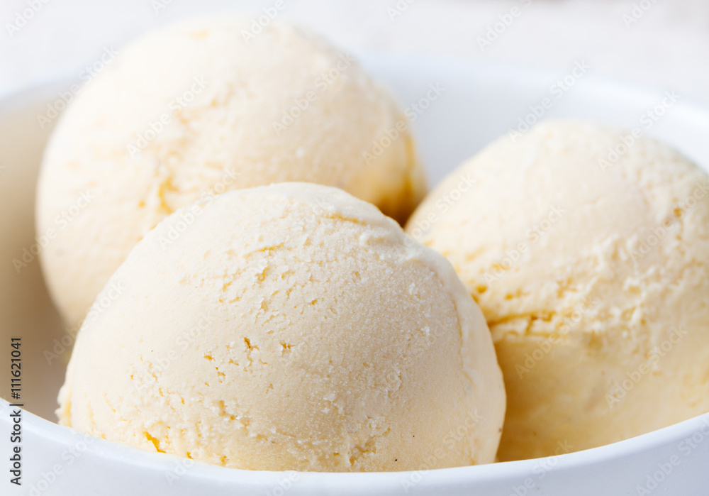 Vanilla Ice Cream in bowl Organic product Vanilla Ice Cream in bowl Organic product