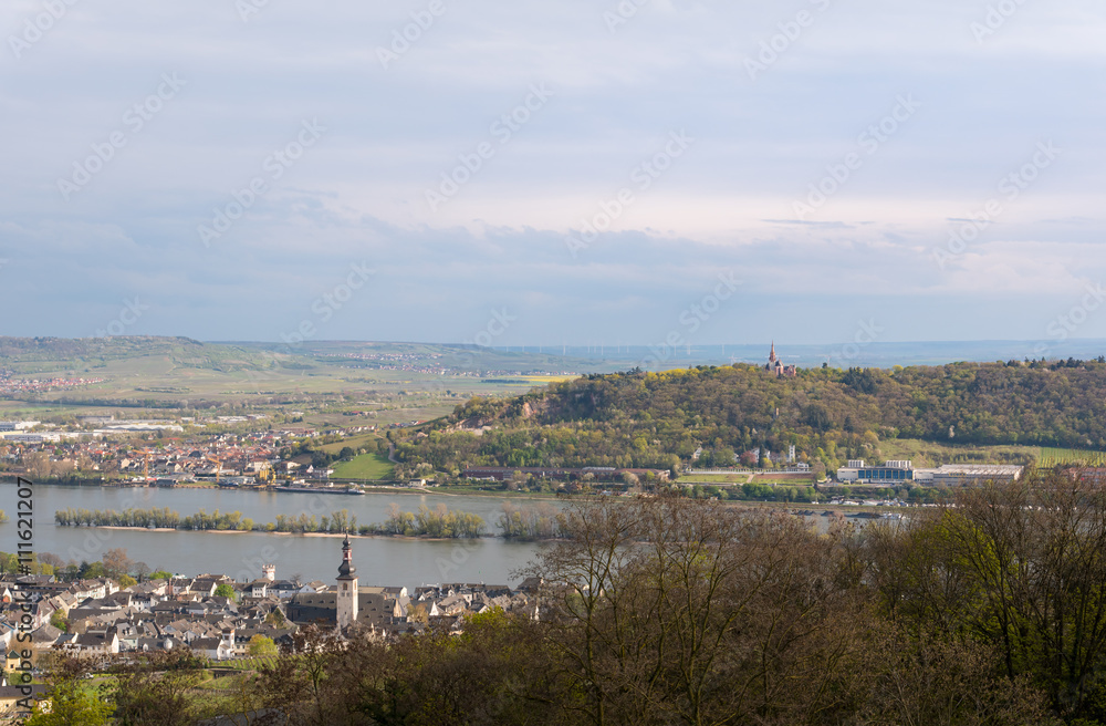Rhine River in Wiesbaden, Hesse, in the Rheingau wine-growing region of Germany. Rhine River in Wiesbaden, Hesse, in the Rheingau wine-growing region of Germany.