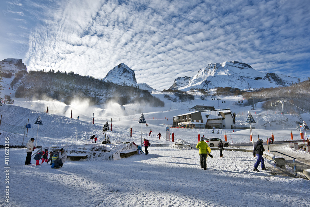 Obraz premium Gourette winter sport resort in Bearn Pyrenees