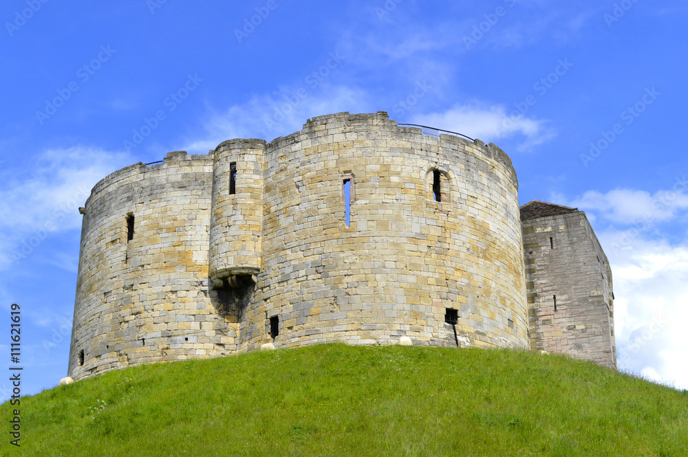 The historical York Castle in the city of York commonly referred to as Clifford's Tower.