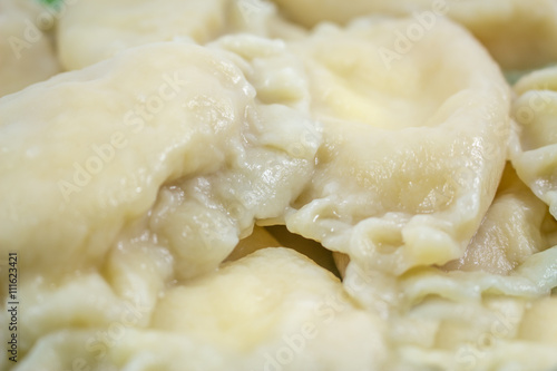 Georgian homemade dumplings on white background. homemade food