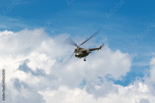 Military helicopter in the sky