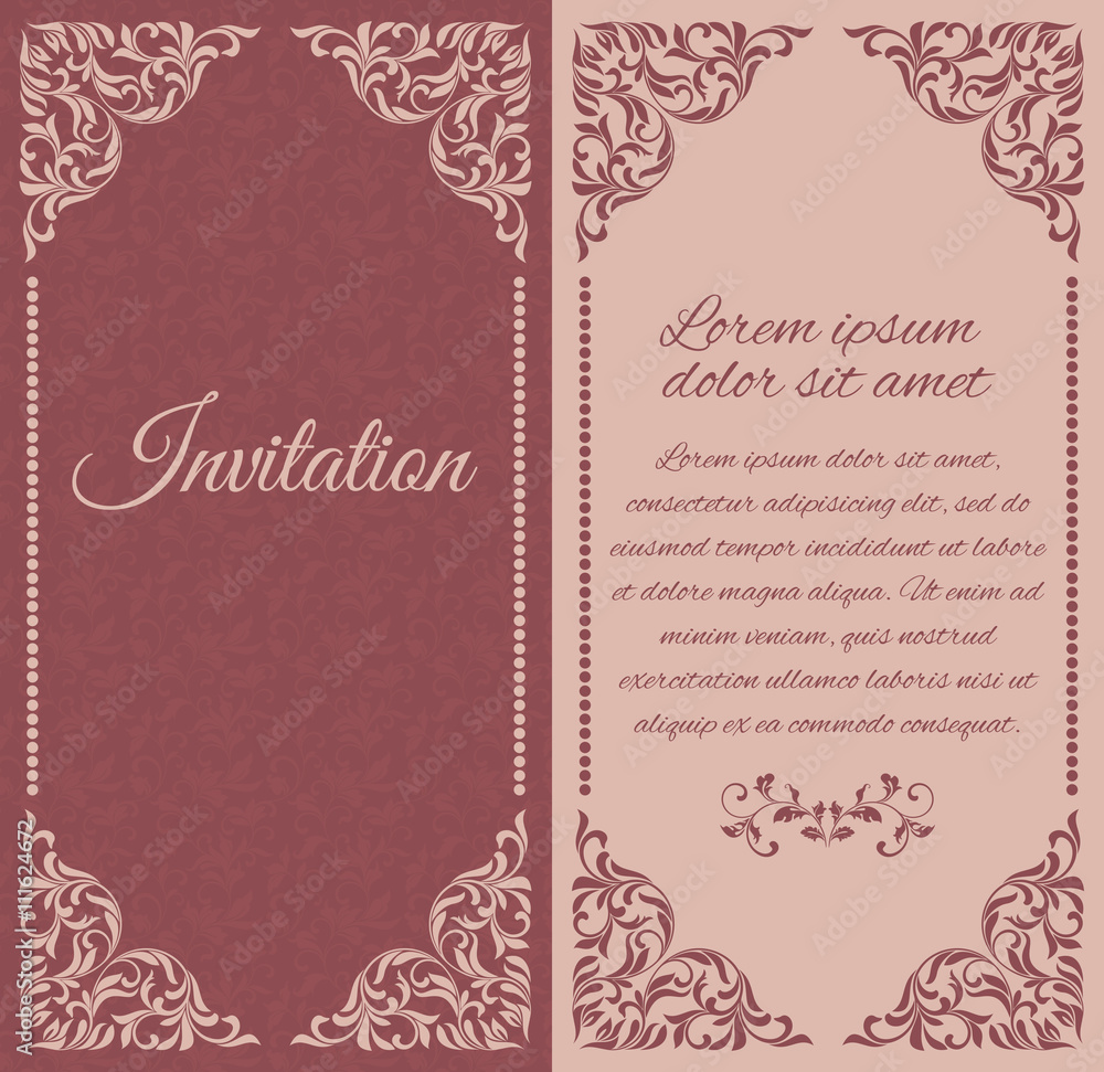 Elegant invitation layout with vintage frames. There is a place for text