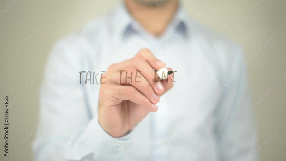 Take The Intiative , man writing on transparent screen Take The Intiative , man writing on transparent screen