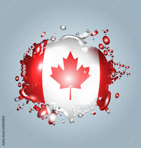Vector illustration of water droplets with a Canadian flag